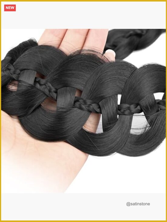 Wide Braided Synthetic Hair Headband Hairpiece for Women - Adjustable main image 6
